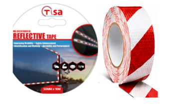 Ruban r&eacute;fl&eacute;chissant Rouge et Blanc PVC